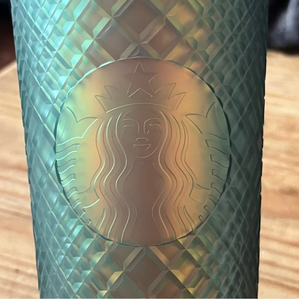 Fall 2023 Starbucks Soft Touch Jeweled Green/Gold Cold Cup Tumbler Venti 24oz